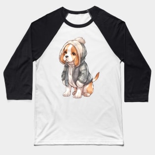 Watercolor Cozy Beagle Dog Baseball T-Shirt